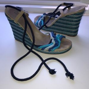 Marc Jacobs Blue Striped Espadrilles Wedges